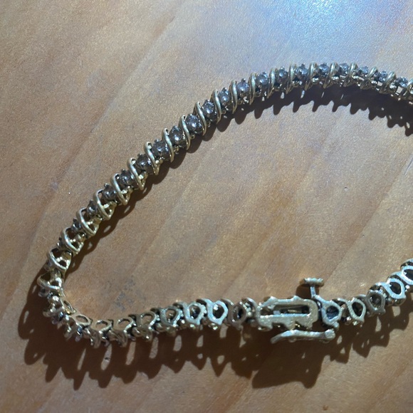 14K Yellow genuine Gold with 3ct TW Diamond Tennis Bracelet 7.7 inch length - Picture 4 of 11